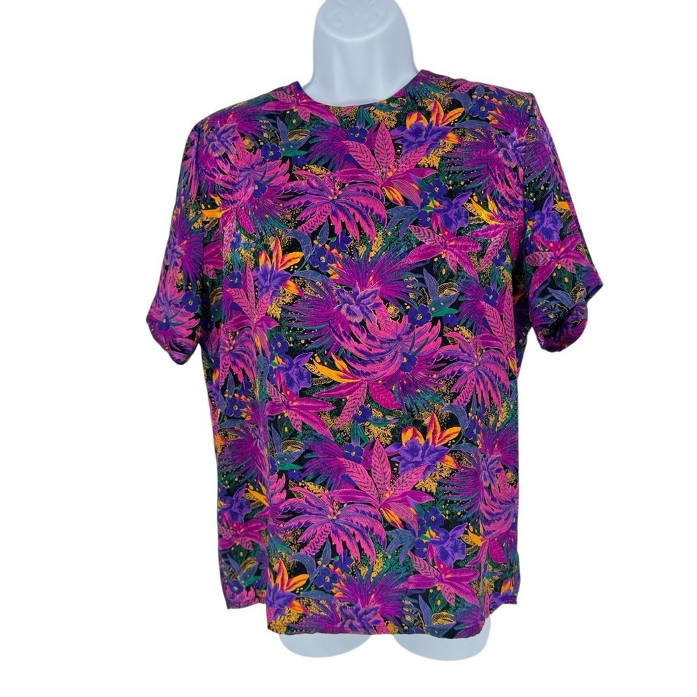Vintage Vikki Vibrant Artsy Bold Bright Leaf Palm Tree Rainforest Purple Medium